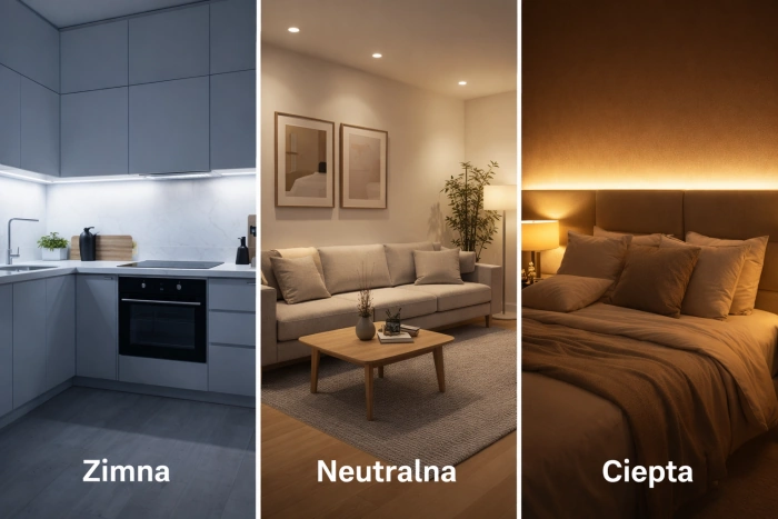 Taśma LED w aranżacji zimnej, neutralnej oraz ciepłej
